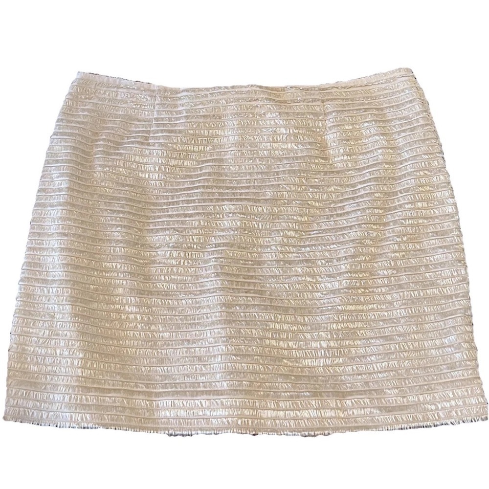 🆕 Alice + Olivia champagne gold sparkle fringe mini skirt mid rise - Picture 1 of 10